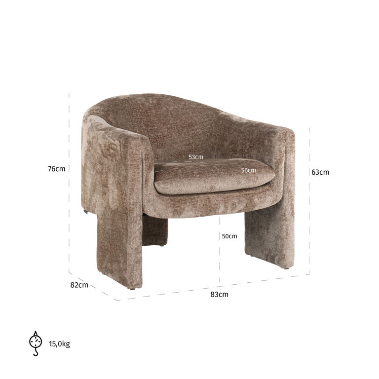 Ontdekking voor eeuwig namens Fauteuil Charmaine taupe chenille (Bergen 104 taupe chenille) - Driewebshop  Richmond Interiors